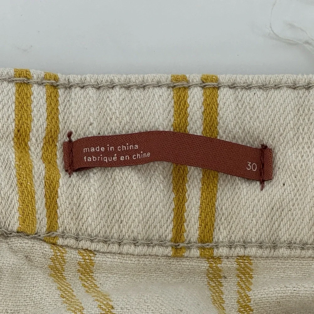 Pilcro Anthropologie Cream Yellow Striped Denim Shorts Size 30 - Picture 4 of 14